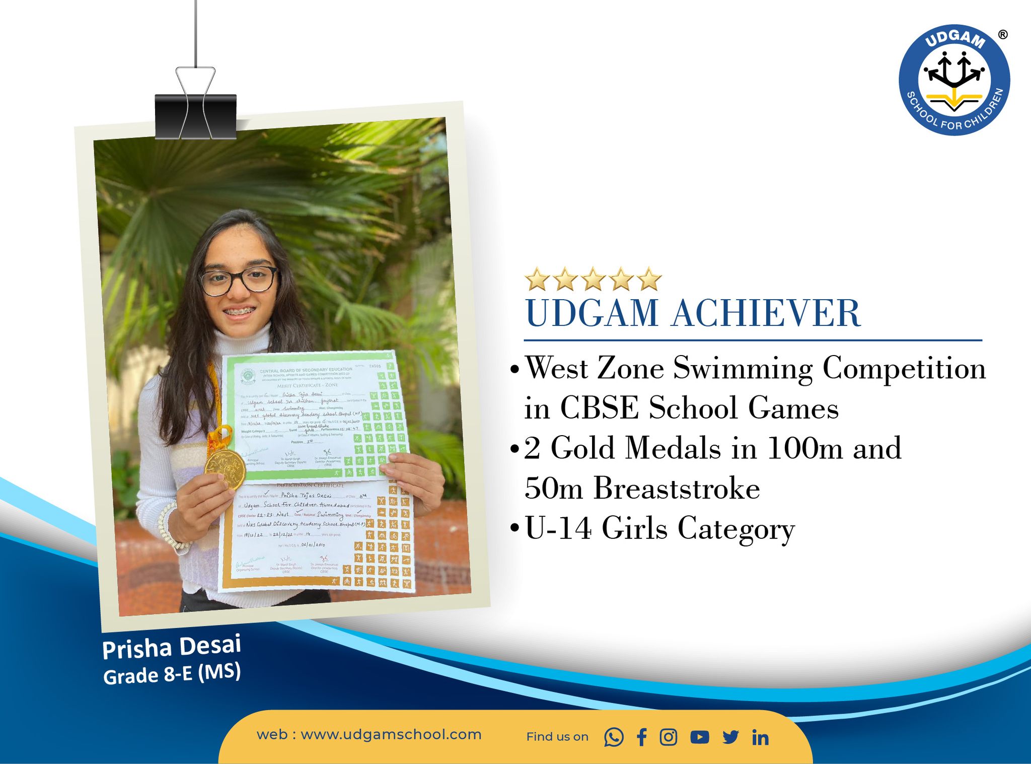 Swimming Champion- Prisha Desai